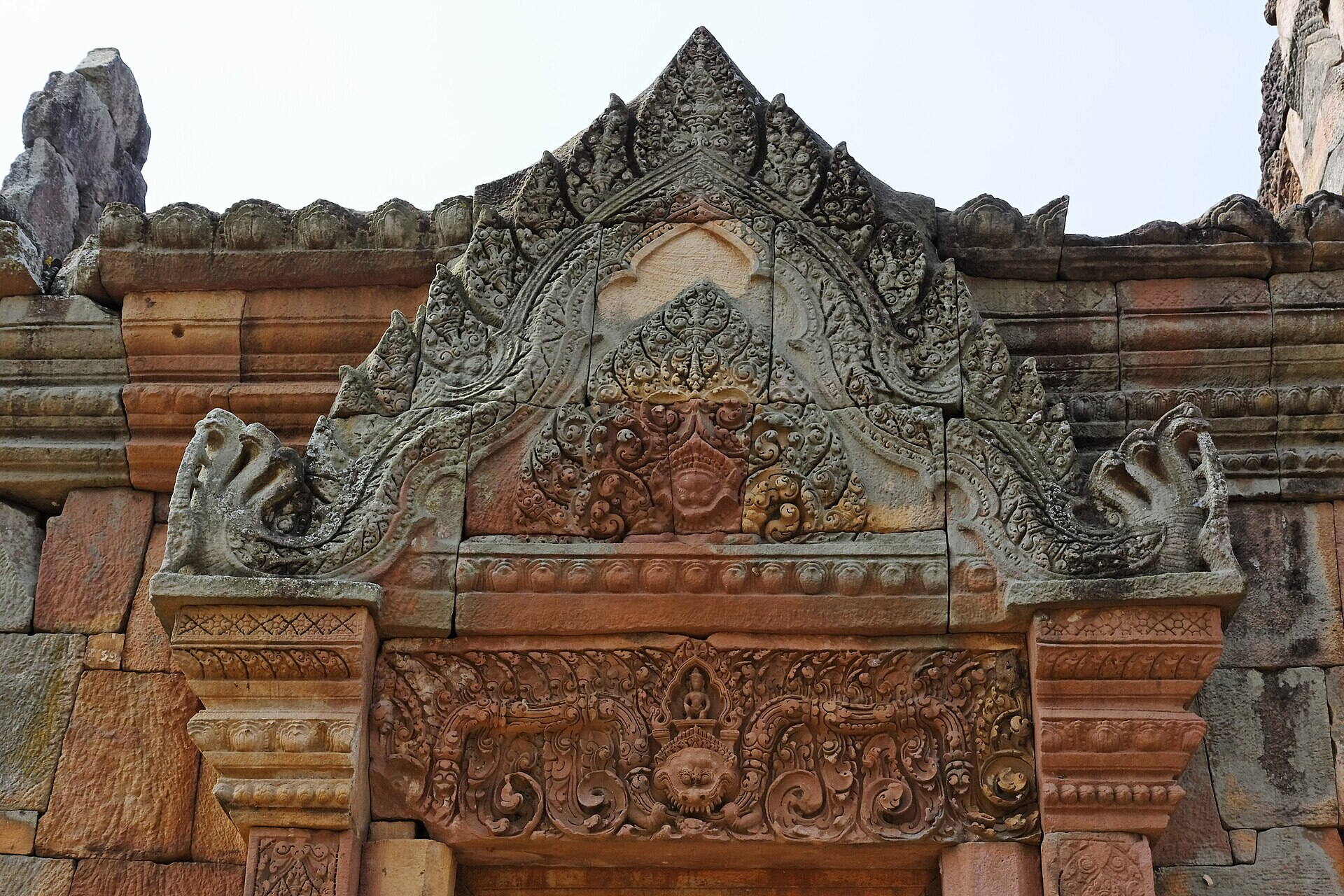 Carved stone lintels and decorative details at Prasat Mueang Tam, Buriram province, Thailand
