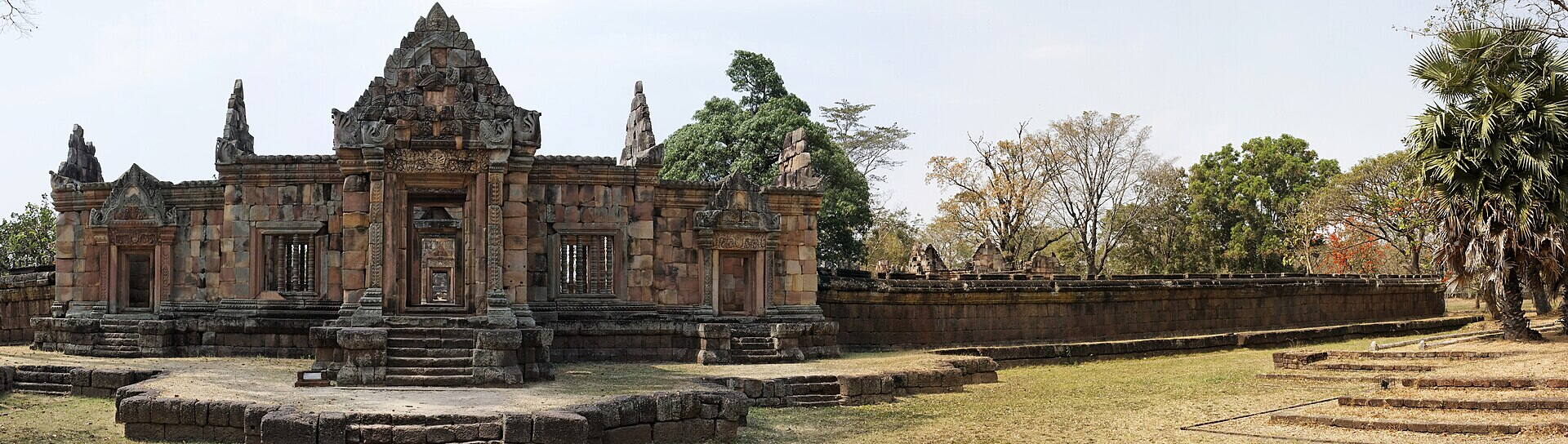 Panoramic view of Prasat Mueang Tam Khmer temple complex, Buriram province, Thailand