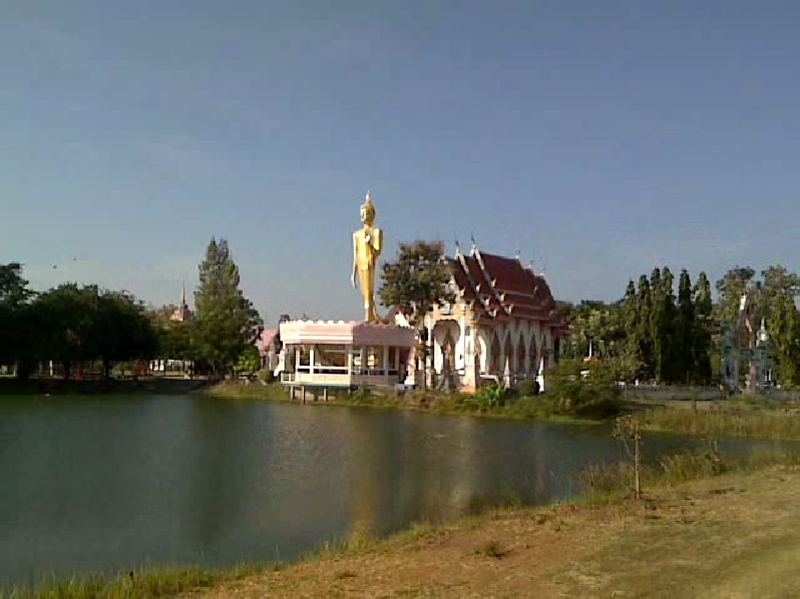 Buddhist temple and golden Buddha, Huai Rat district, Buriram province, Thailand